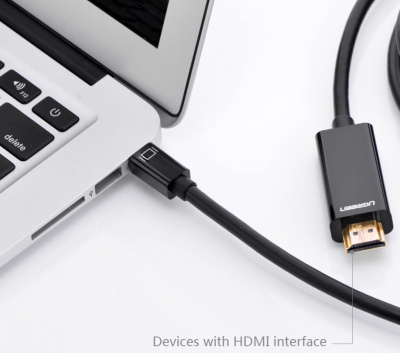 10455 Кабель Ugreen MD101 MiniDisplayPort-HDMI, 3m, Цвет-черный. можно капить на ugreen.by